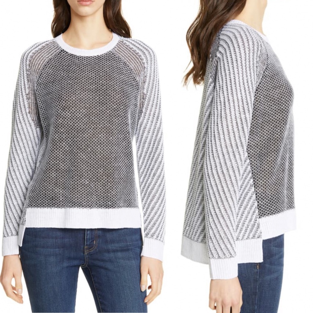 Eileen Fisher Step Hem Linen Cotton & Silk Sweater